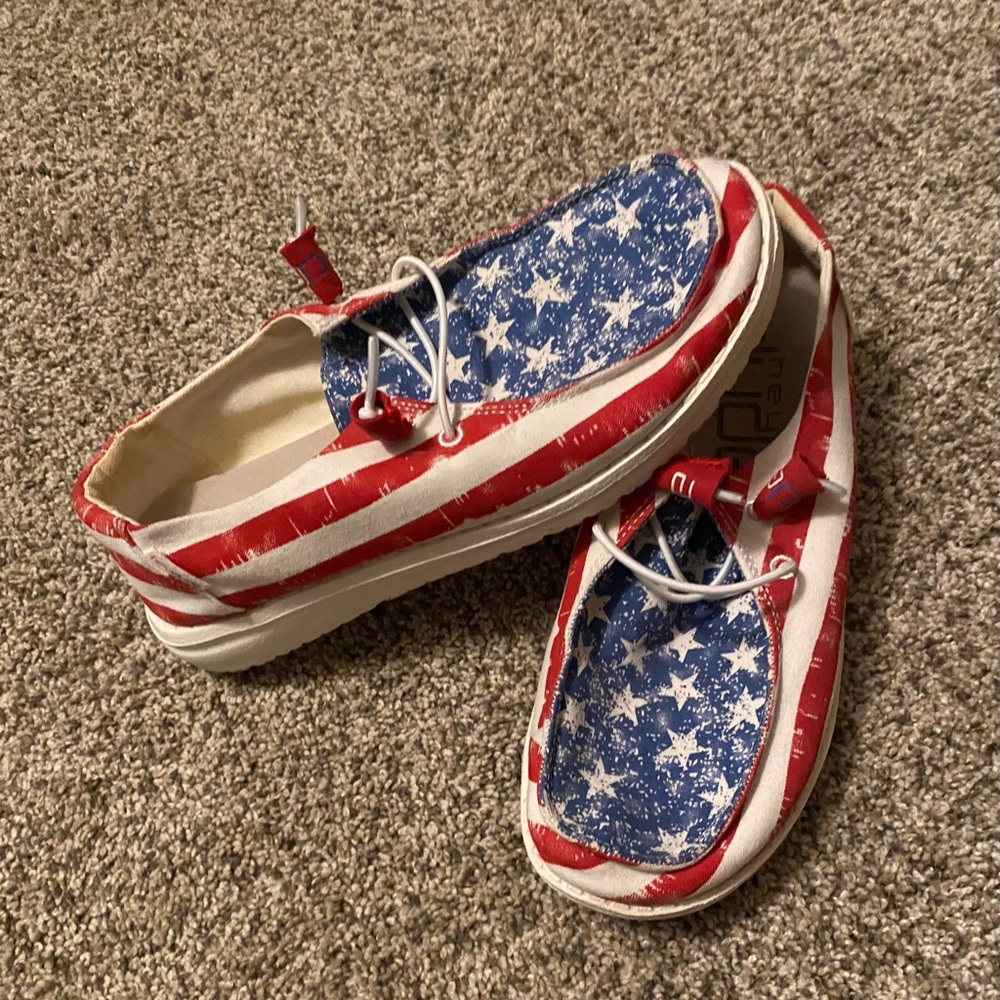 Hey Dude Women's Slip-On Loafers in Red, White & Blue